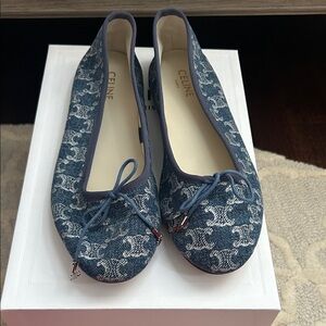 Celine Blue Denim Women's Flats
